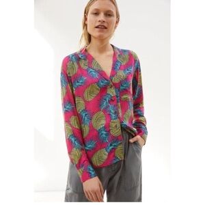 Anthropologie Janine Lecour Pink Pineapple Button down Size XS